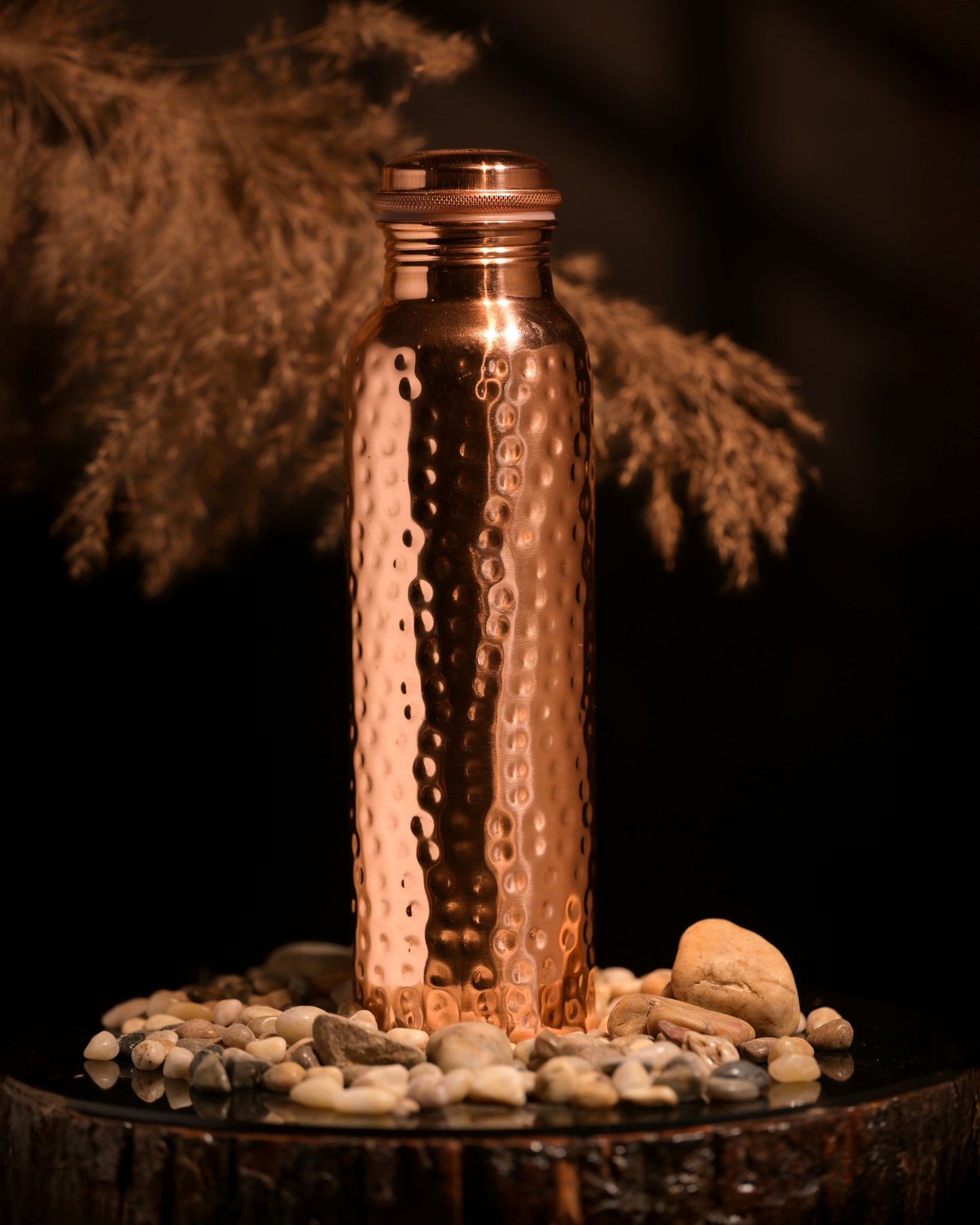 "Prithvi" Hammered Copper Water Bottle - 950 ml BPA Free- Join Free and Leak Proof