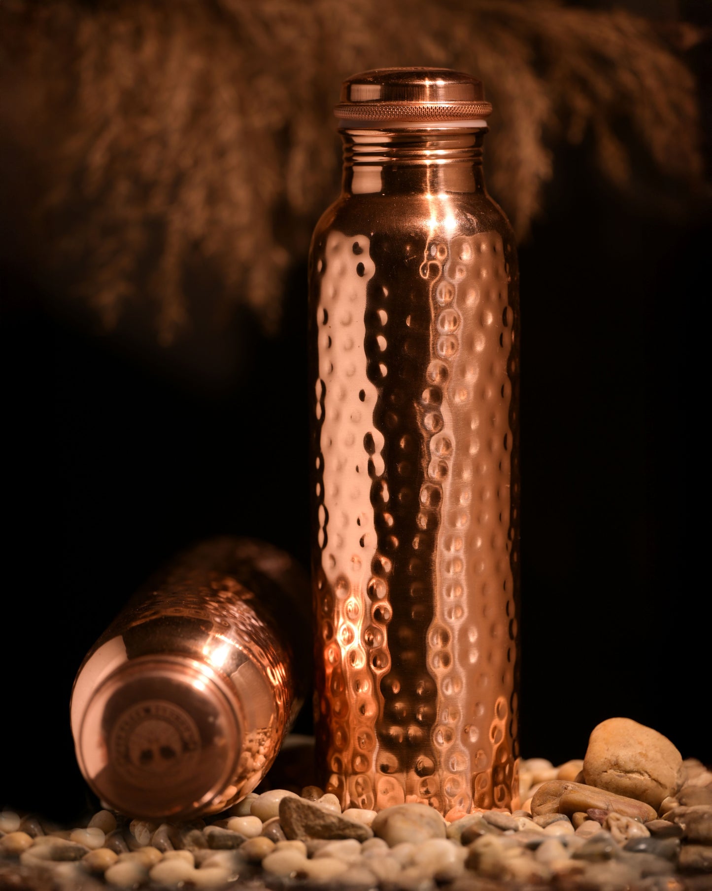 "Prithvi" Hammered Copper Water Bottle - 950 ml BPA Free- Join Free and Leak Proof