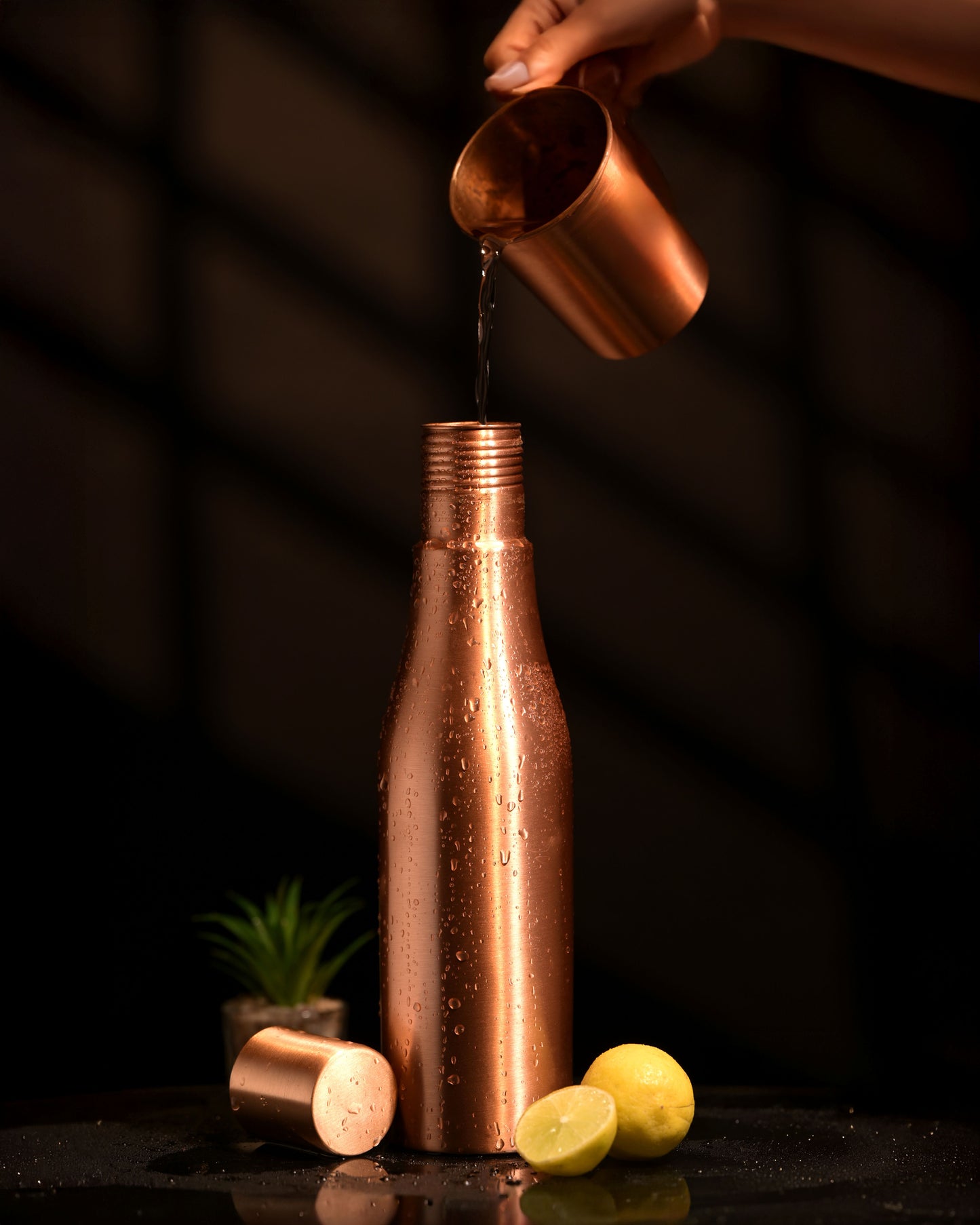 Wine Bottle Shaped Copper Water Bottle - 950 ml BPA Free- Join Free and Leak Proof