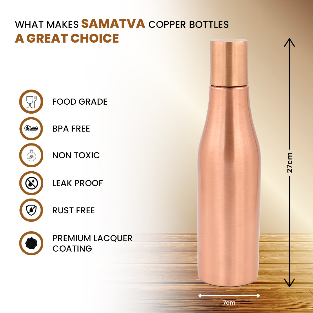 Wine Bottle Shaped Copper Water Bottle - 950 ml BPA Free- Join Free and Leak Proof