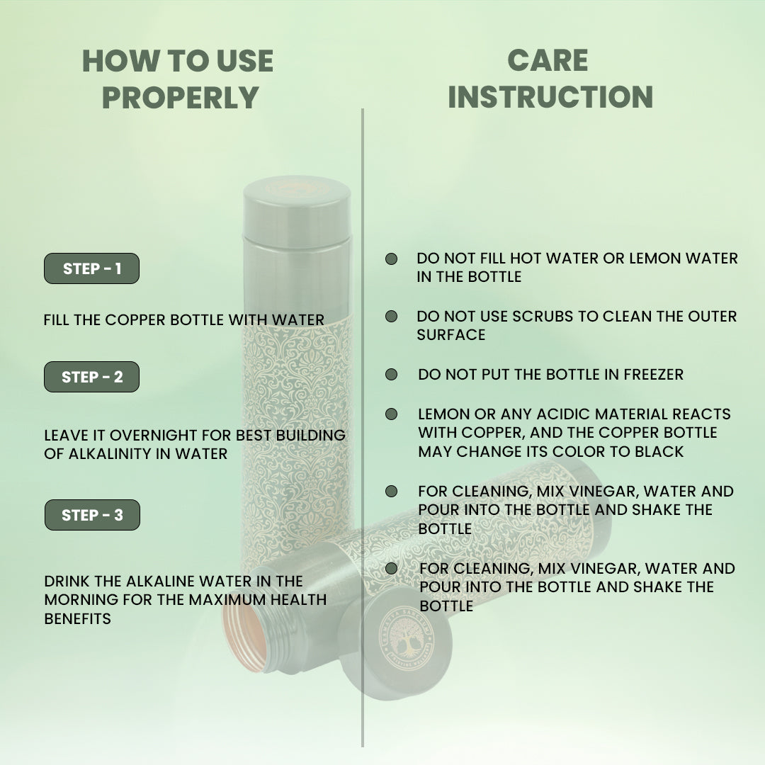 "Kalakriti" Antique Copper Water Bottle - 950 ml BPA Free- Join Free and Leak Proof (Copy)