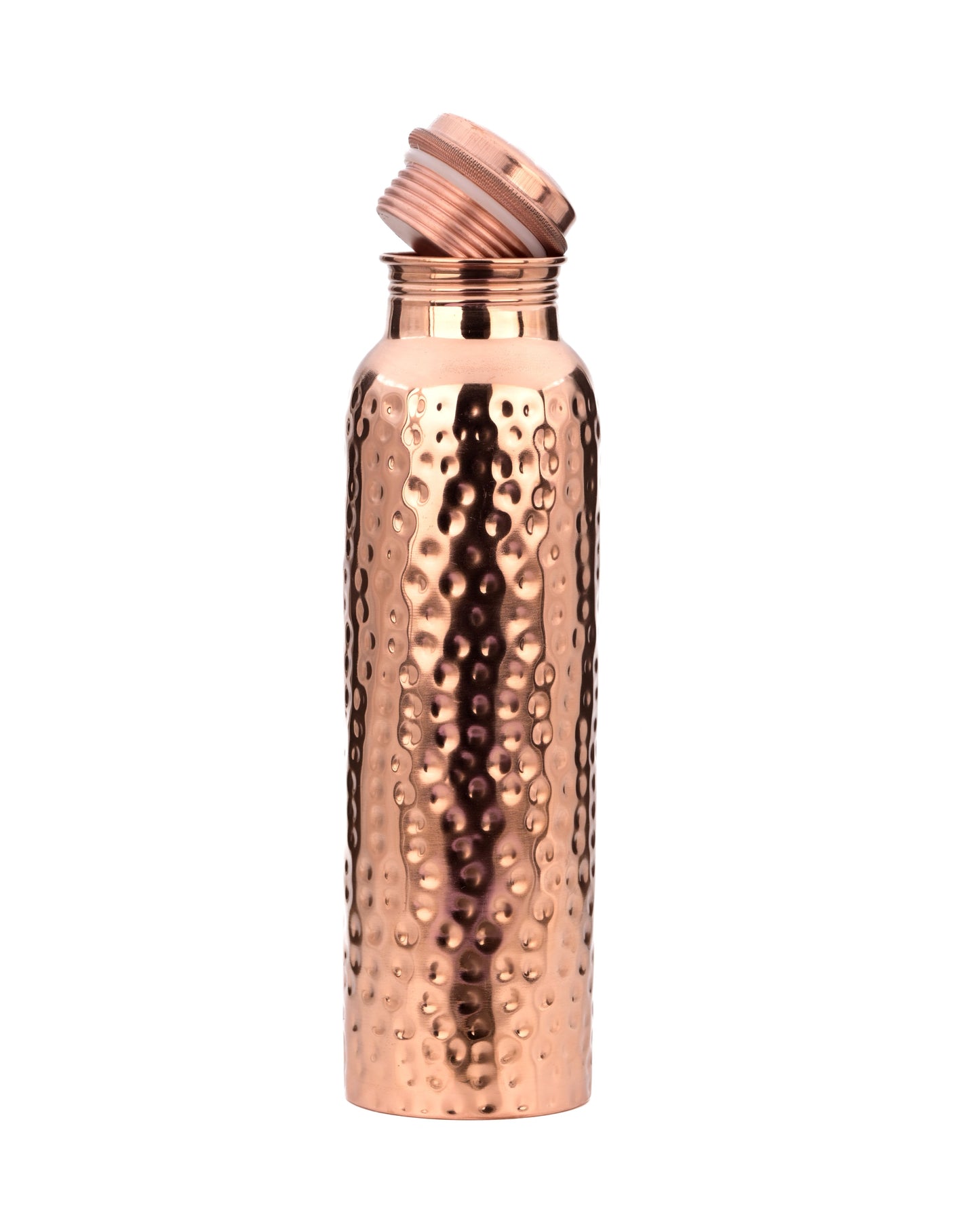 "Prithvi" Hammered Copper Water Bottle - 950 ml BPA Free- Join Free and Leak Proof