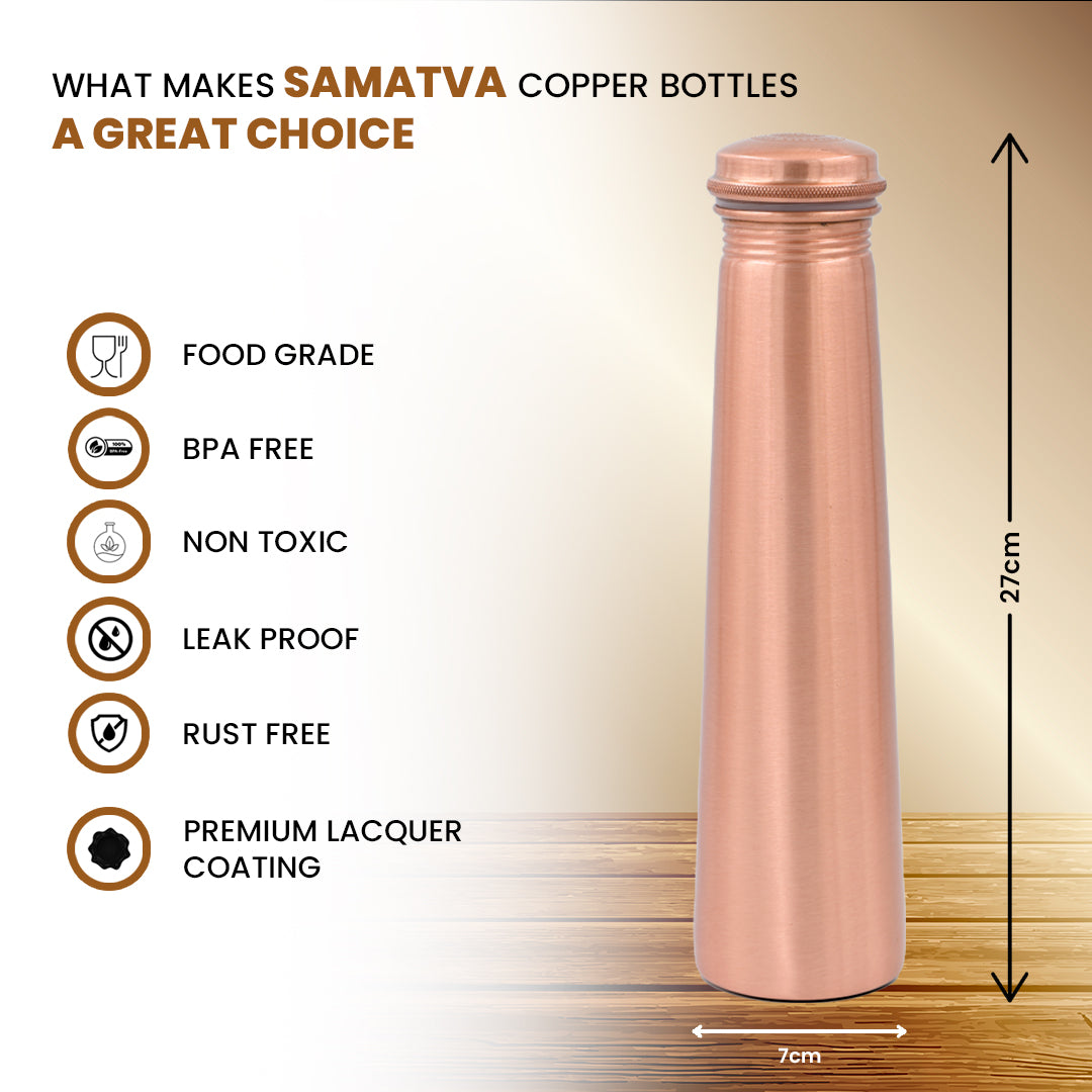 "Tamra" Tower Copper Water Bottle - 950 ml BPA Free- Join Free and Leak Proof
