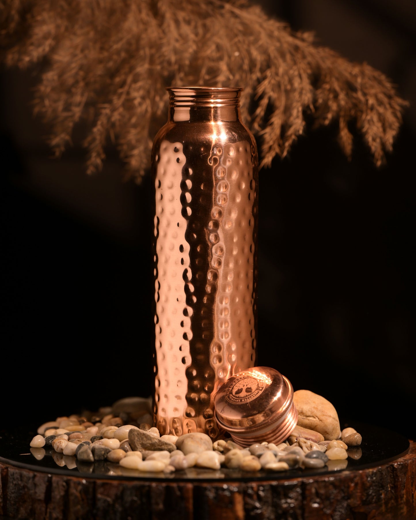 "Prithvi" Hammered Copper Water Bottle - 950 ml BPA Free- Join Free and Leak Proof