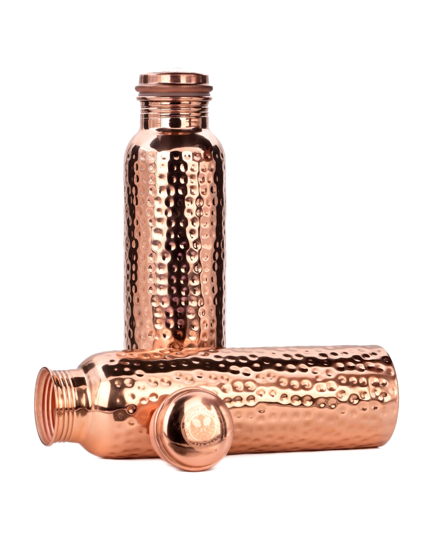 "Prithvi" Hammered Copper Water Bottle - 950 ml BPA Free- Join Free and Leak Proof