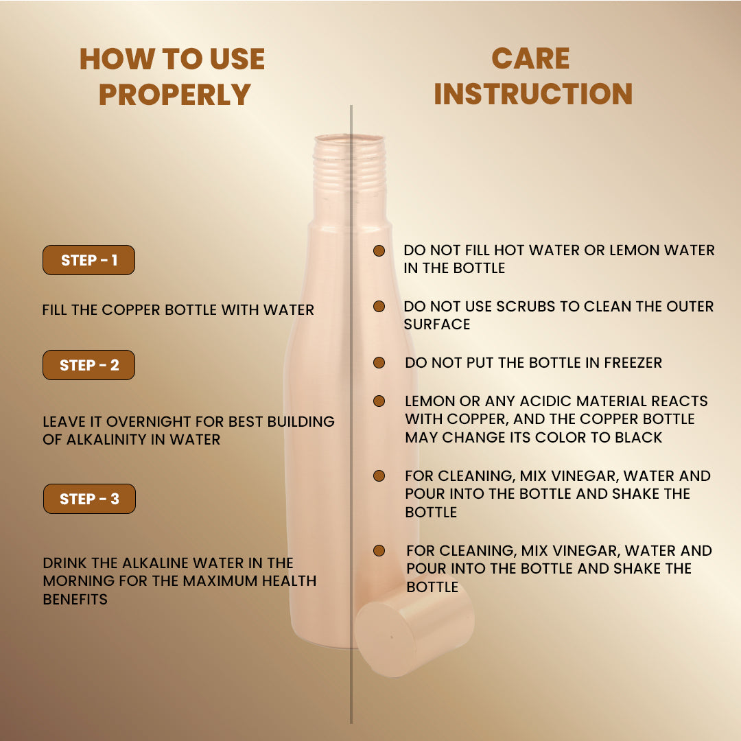 Wine Bottle Shaped Copper Water Bottle - 950 ml BPA Free- Join Free and Leak Proof